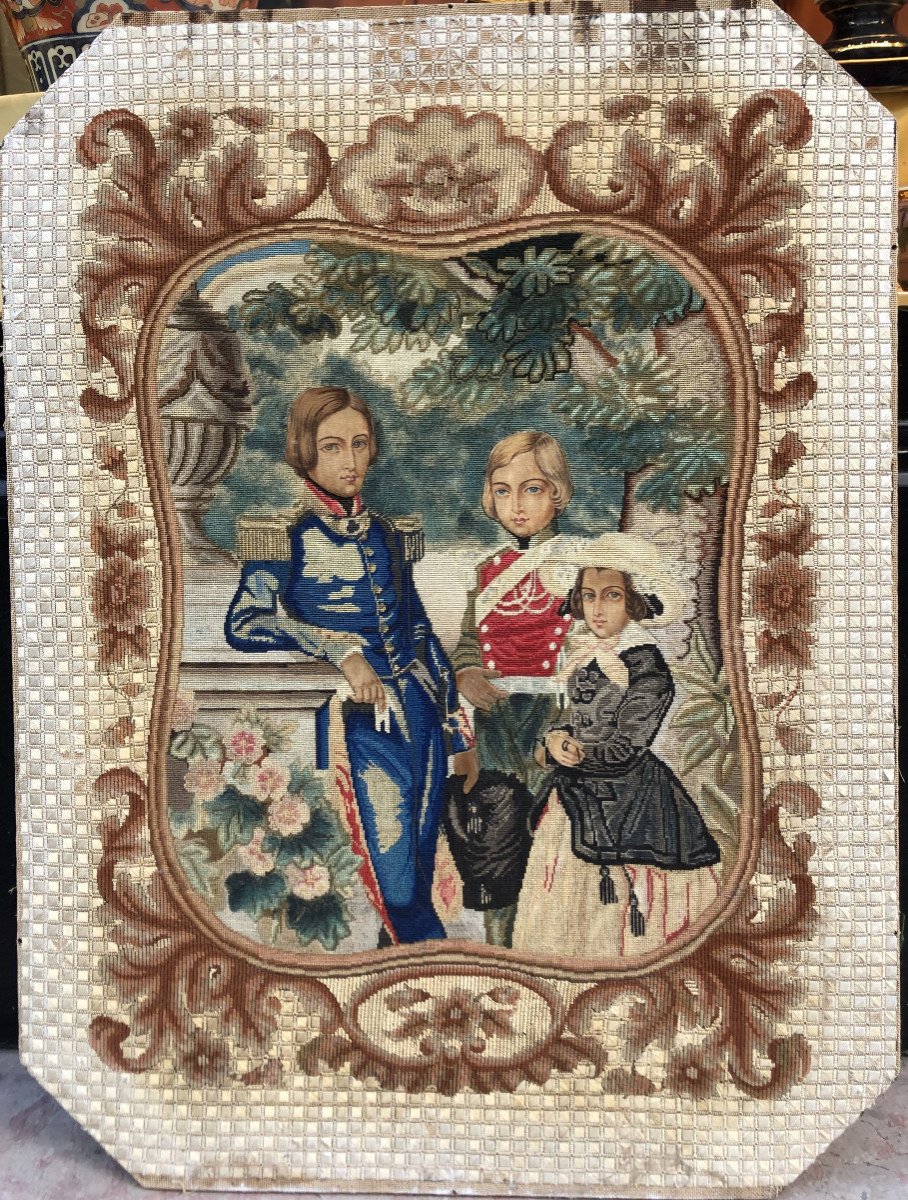 The Children Of King Leopold I Of The Belgians: Embroidery After Charles Baugniet-photo-5