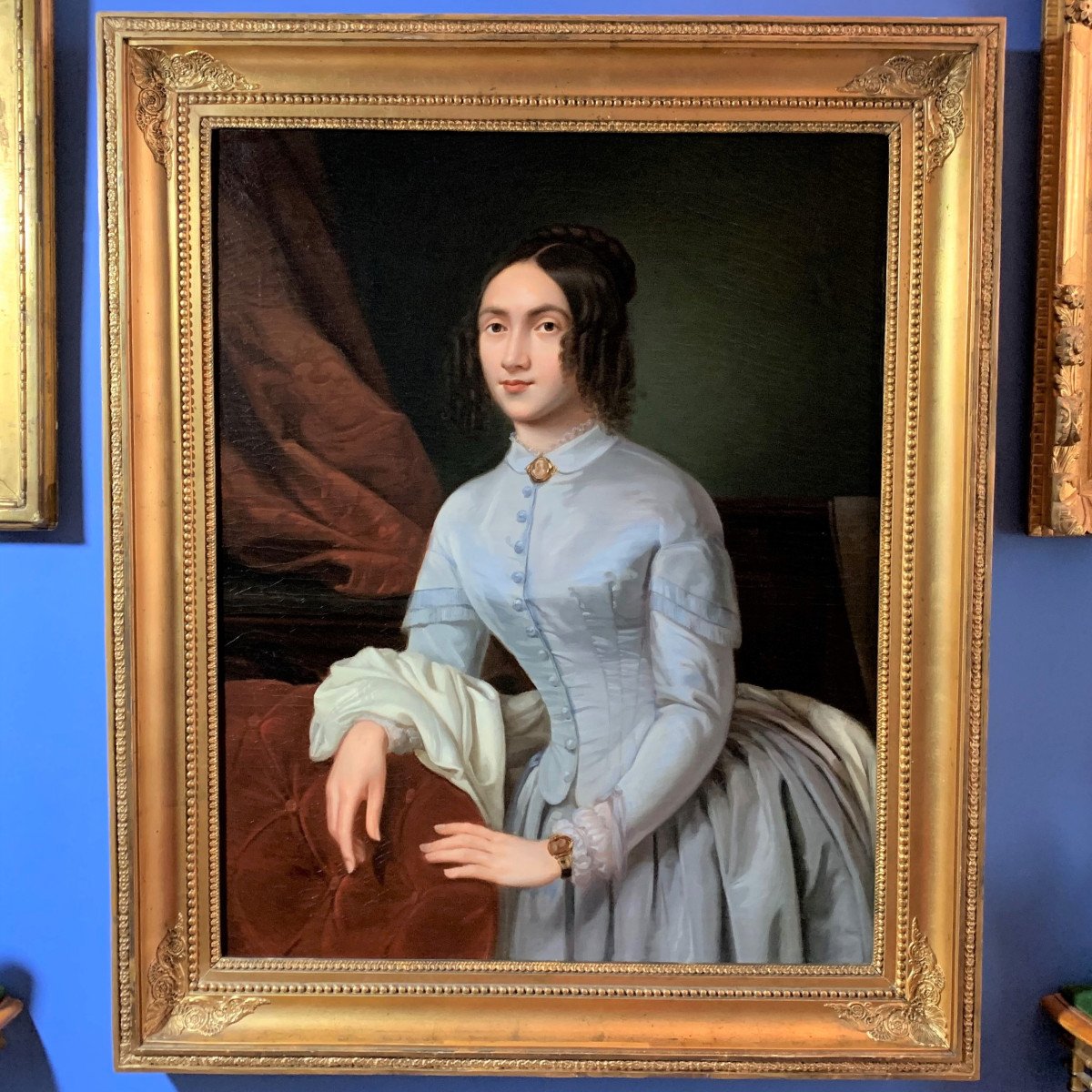 French School: Pretty Young Romantic Woman In Her Interior, Louis-philippe Period-photo-2