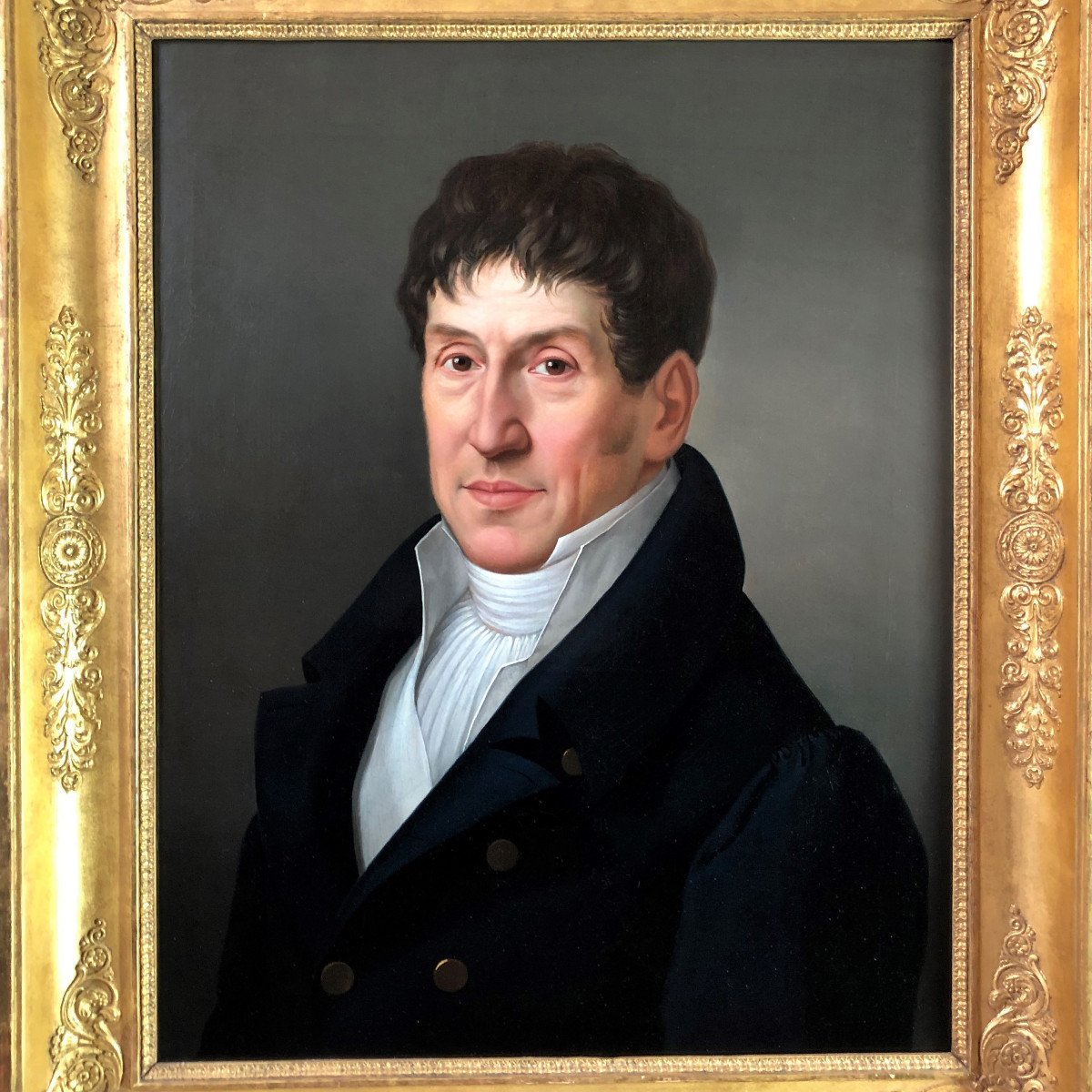 Beautiful Portrait Of A Man In A Frock Coat In Its Frame, Empire Period