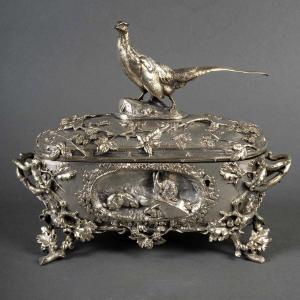 Coffret à bijoux, bronze argenté de Auguste-Nicolas CAIN