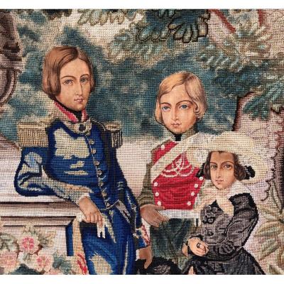 Les Enfants du Roi Léopold Ier des Belges: Broderie d’après Charles Baugniet