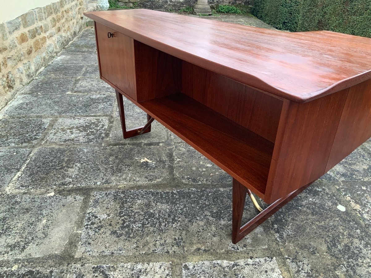 Boomerang Desk In Teak Dated 1964. Peter Lövig Nielsen Designer-photo-2