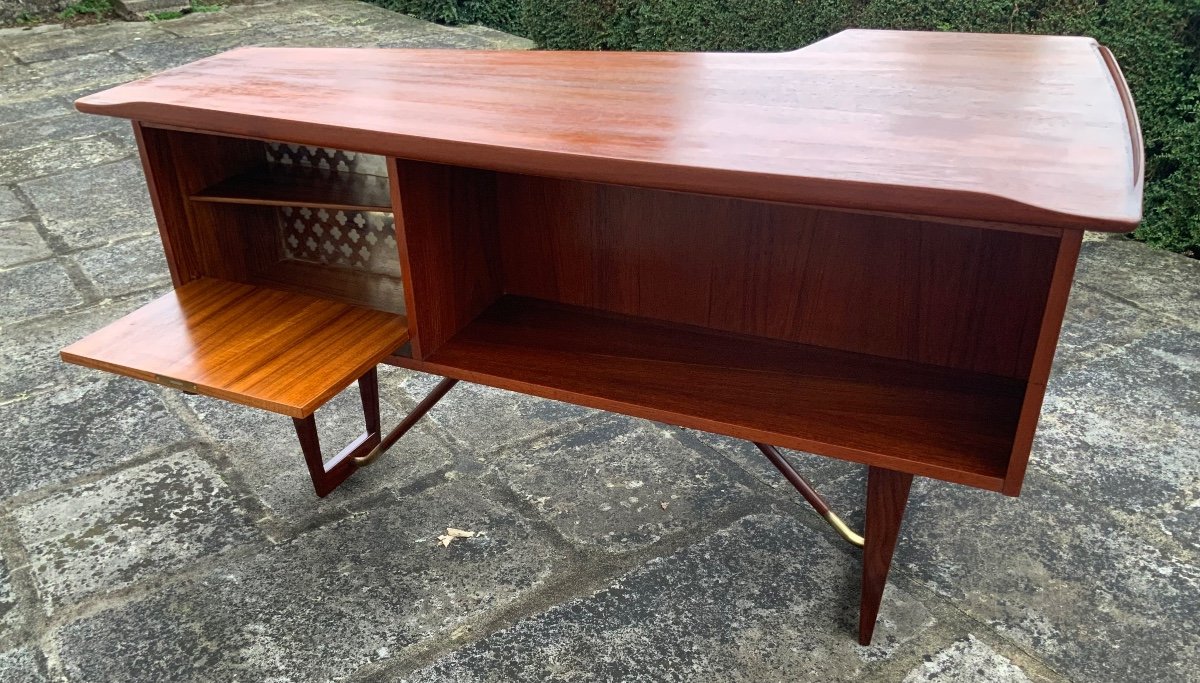 Boomerang Desk In Teak Dated 1964. Peter Lövig Nielsen Designer-photo-5