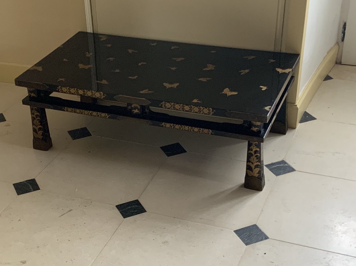 Coffee Table In Black Lacquer And Gold. Meiji Period (1868-1912)-photo-1