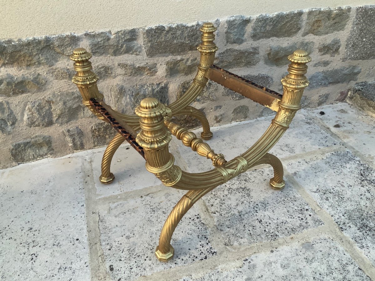 Ceremonial Stool, Empire Style In Golden Wood-photo-1