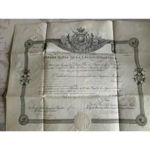 Document.   Ordre  Royal  De  La  Légion  D’honneur , Daté  1818