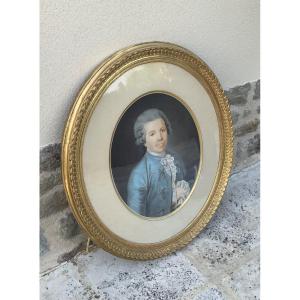Portrait  Ovale  Au  Pastel  D’un  Jeune  Homme De Qualité.  Fin   XVIIIe 