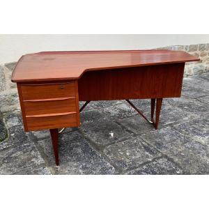 Bureau Boomerang En Teck daté 1964 .  Peter Lövig Nielsen  Designer