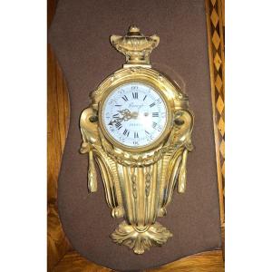 Small Gilt Bronze Wall Clock. Period L XVI. Dial Signed Henry Voisin 18th Century