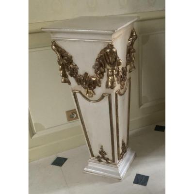 Lxiv Style Sheath Column In Lacquered And Gilded Wood