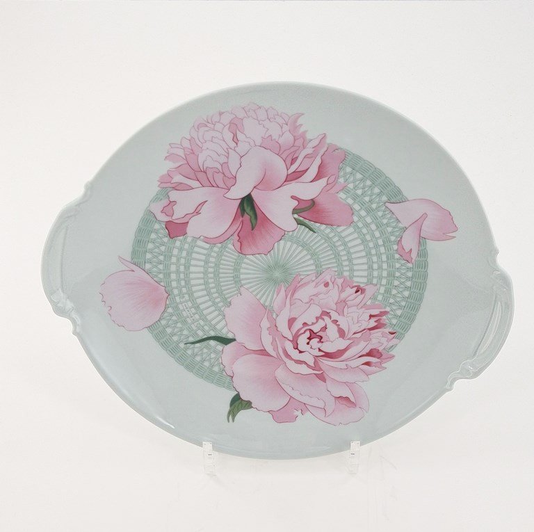  Part Of Celadon Porcelain Table Service, Pink Peonies Model, Maison Hermès, Paris-photo-5