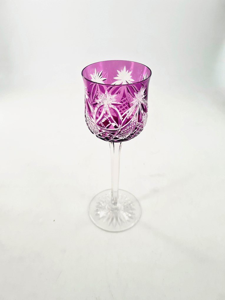 Ensemble Composé De 12 Verres à Vin Et 2 Carafes Doublés Améthyste En Cristal De Baccarat, Débu-photo-2