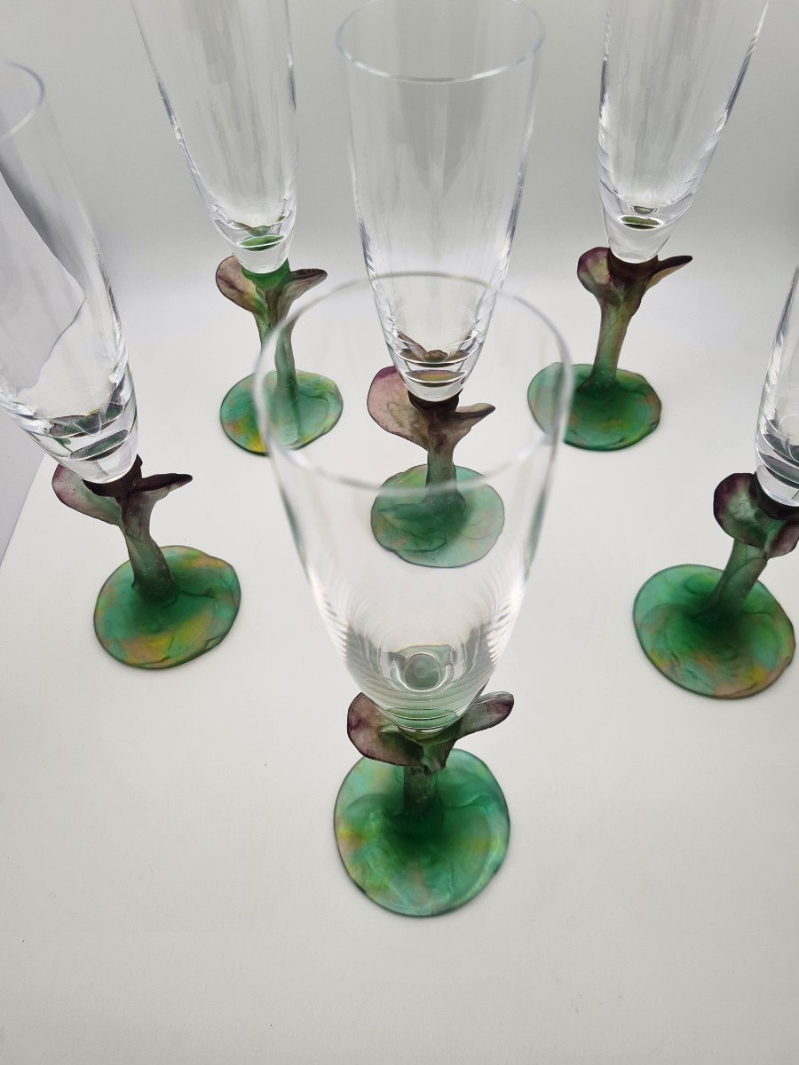 Suite Of 6 Hilton Mc Connico Champagne Flutes For Daum-photo-2