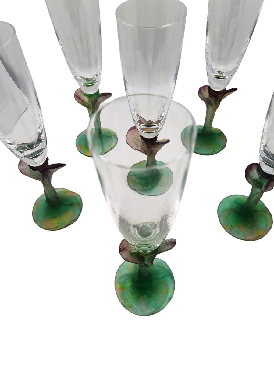 Suite Of 6 Hilton Mc Connico Champagne Flutes For Daum-photo-2