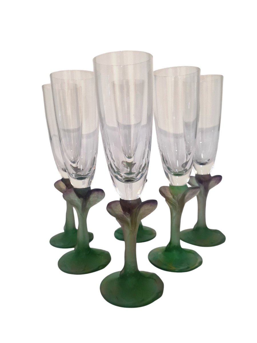 Suite Of 6 Hilton Mc Connico Champagne Flutes For Daum-photo-4