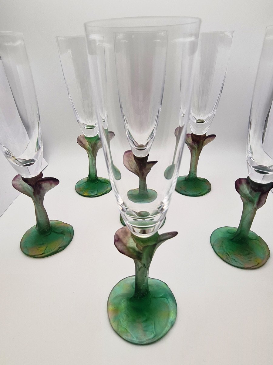 Suite Of 6 Hilton Mc Connico Champagne Flutes For Daum