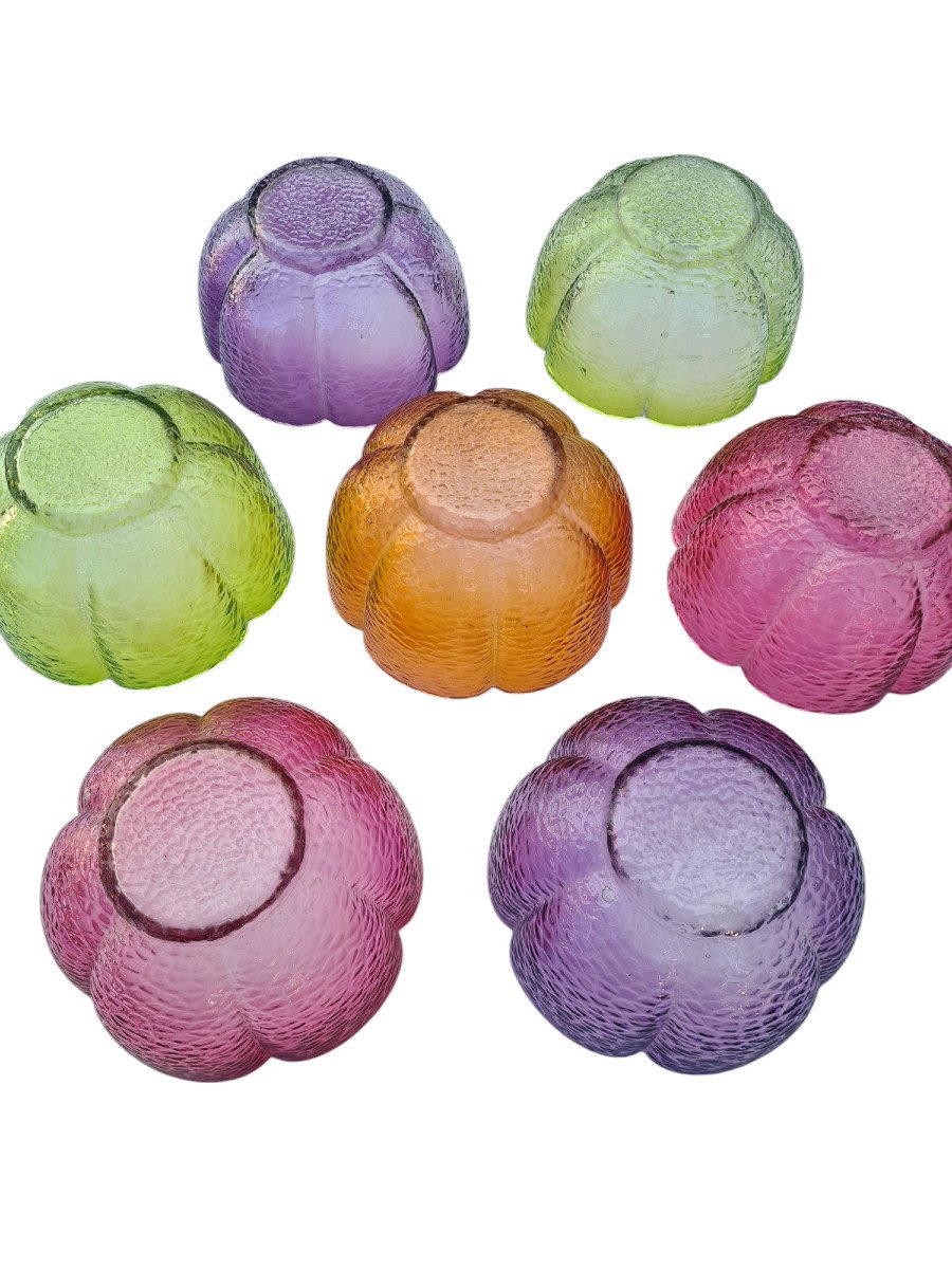 7 Belles Coupes à Dessert En Cristal De Couleur.-photo-1