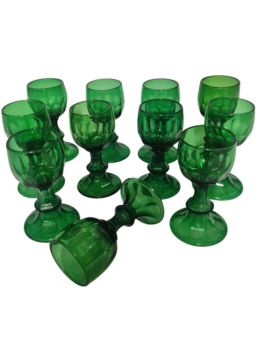 Set Of 11 Bohemian Crystal Wine Glasses, Late 19th Century-photo-1