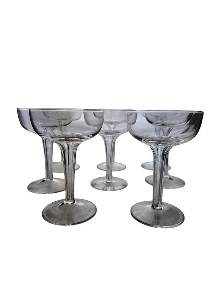 Set Of 8 Crystal Champagne Coupes, Early 20th Century