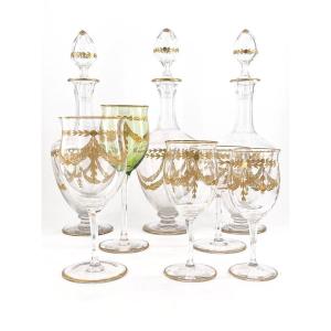 Exceptional Crystal Glasses Service, 19th Century, 63 Pieces.