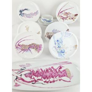 Rare “fish Decor” Service In Limoges Porcelain, Maison Bernardaud, 14 Pieces