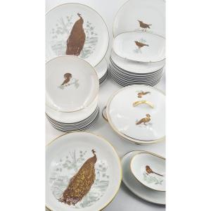 Part Of Limoges Porcelain Table Service, Maison Bernardaud, “les Oiseaux” Model