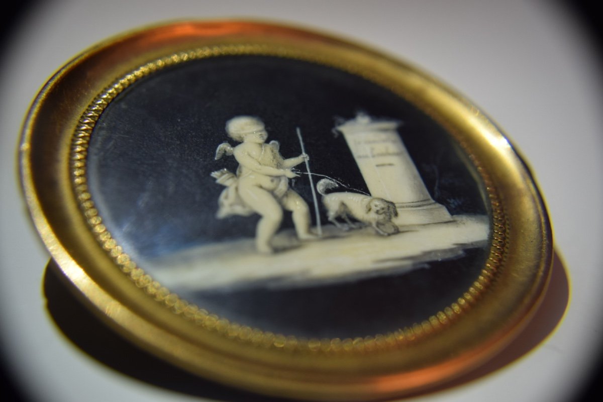 Miniature En Grisaille : Allégorie De l'Amour Par Jacques Joseph De Gault (c.1738-c.1812) -photo-2