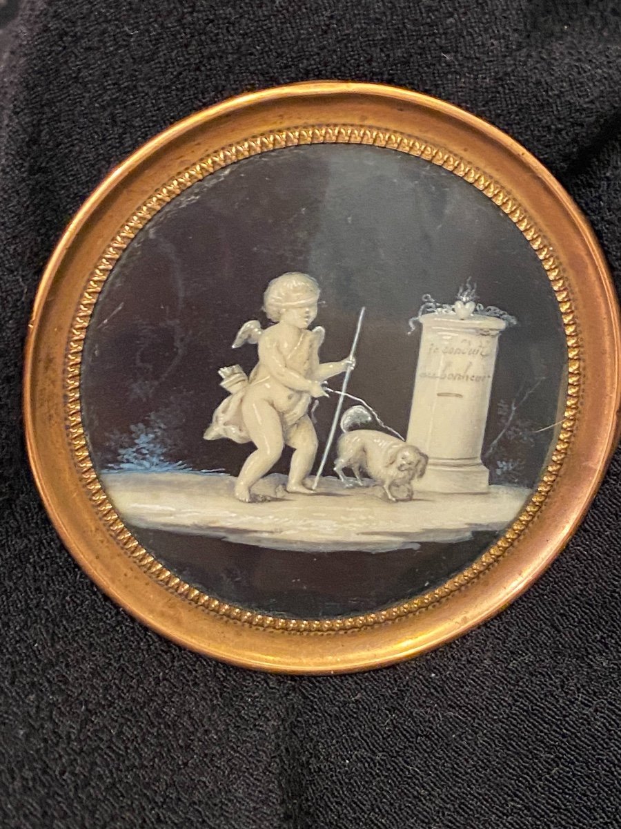 Miniature En Grisaille : Allégorie De l'Amour Par Jacques Joseph De Gault (c.1738-c.1812) -photo-4