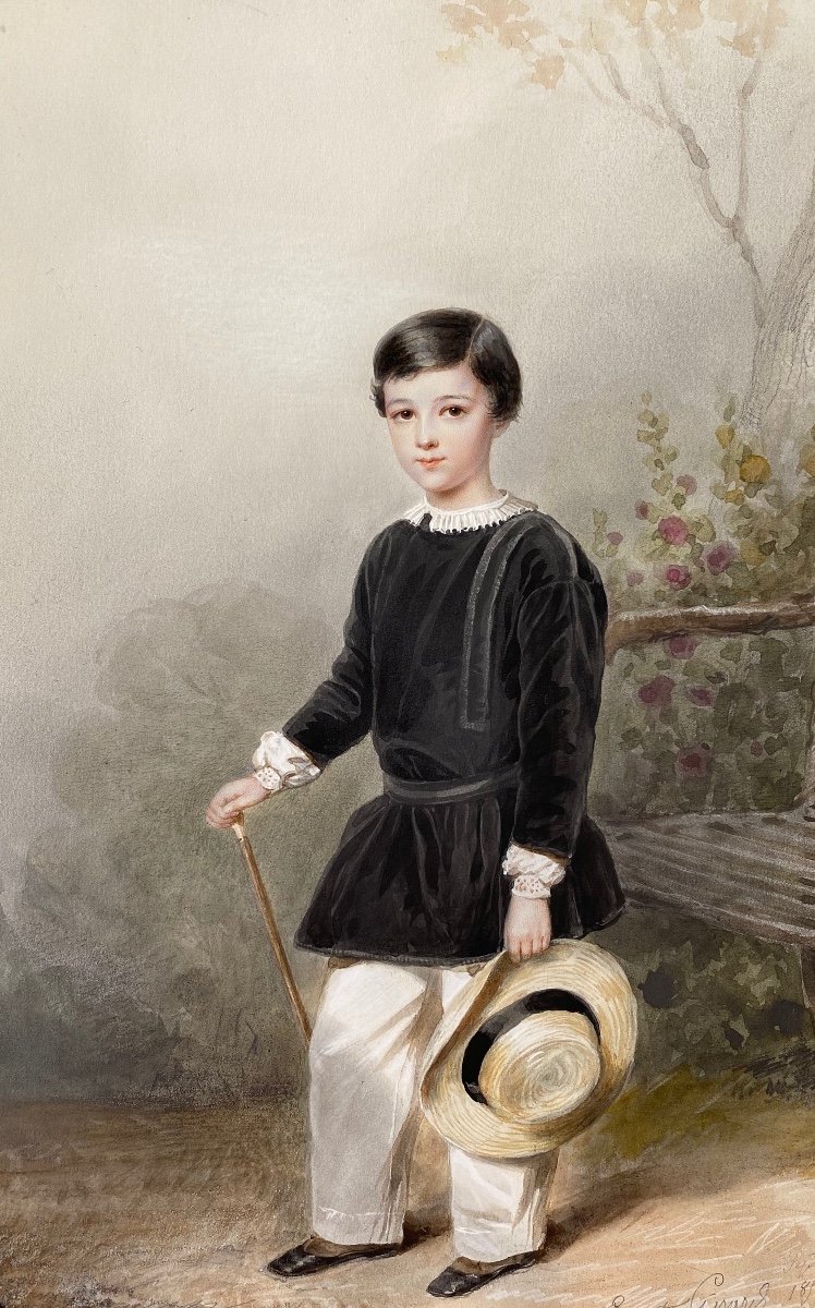 Ernest-joseph Girard (1813 - 1897) Paire De Portraits En Aquarelle d'Une Femme De Son Fils -photo-2