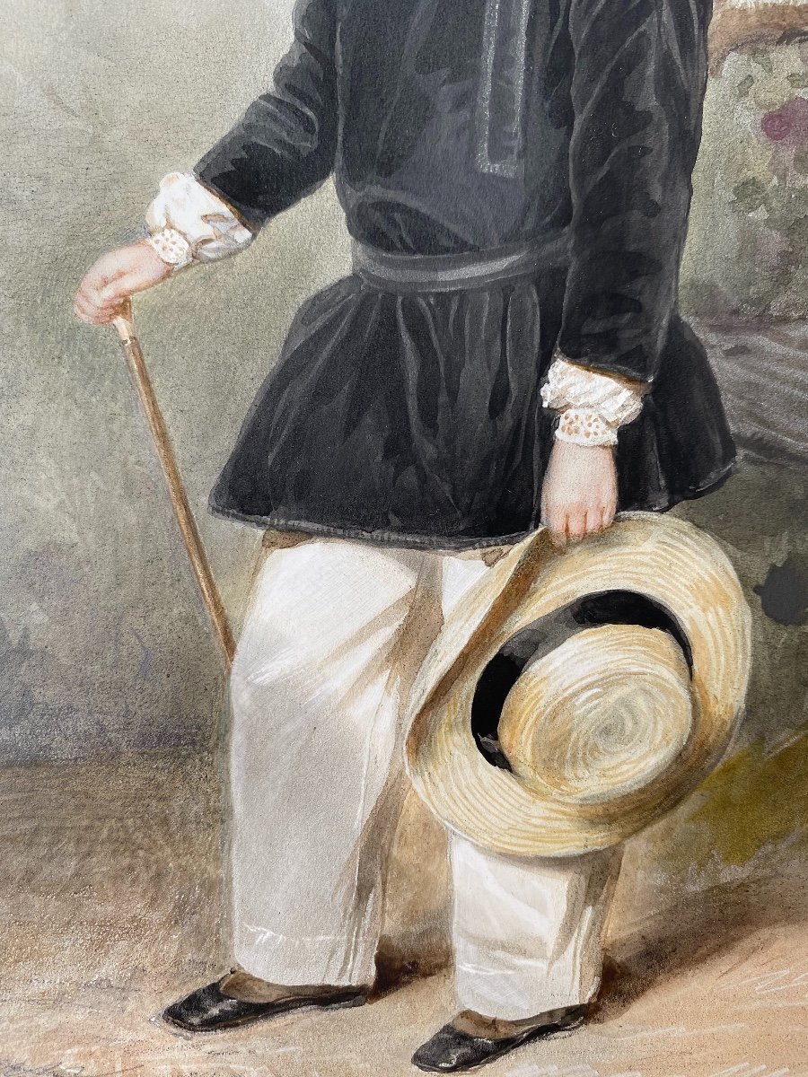 Ernest-joseph Girard (1813 - 1897) Paire De Portraits En Aquarelle d'Une Femme De Son Fils -photo-2