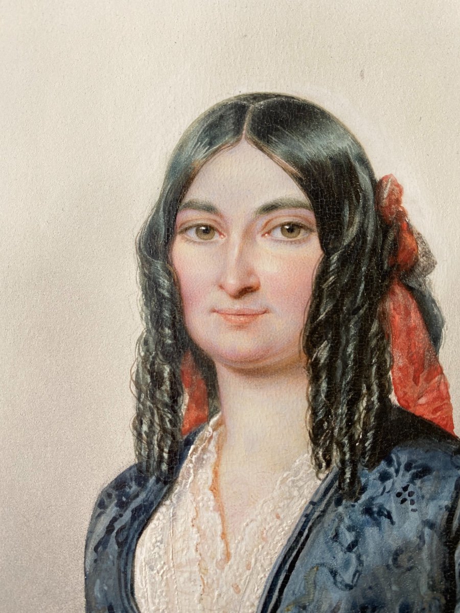 Ernest-joseph Girard (1813 - 1897) Paire De Portraits En Aquarelle d'Une Femme De Son Fils -photo-8