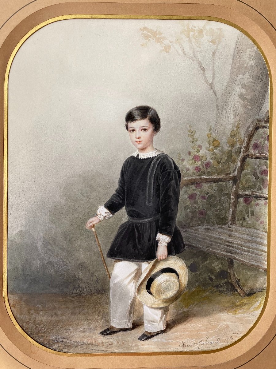 Ernest-joseph Girard (1813 - 1897) Paire De Portraits En Aquarelle d'Une Femme De Son Fils -photo-4