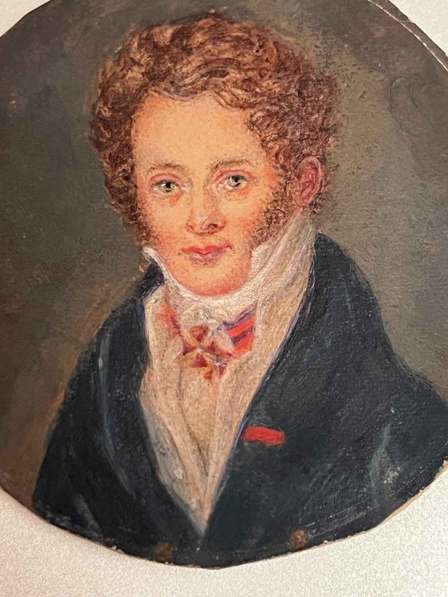 Portrait En Miniature De Gentilhomme Russe, école Russe Du XIXe Siècle-photo-3