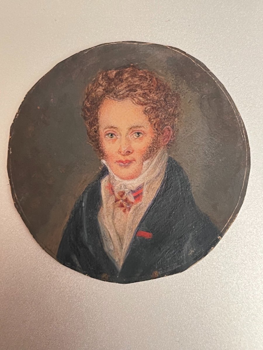 Portrait En Miniature De Gentilhomme Russe, école Russe Du XIXe Siècle-photo-1