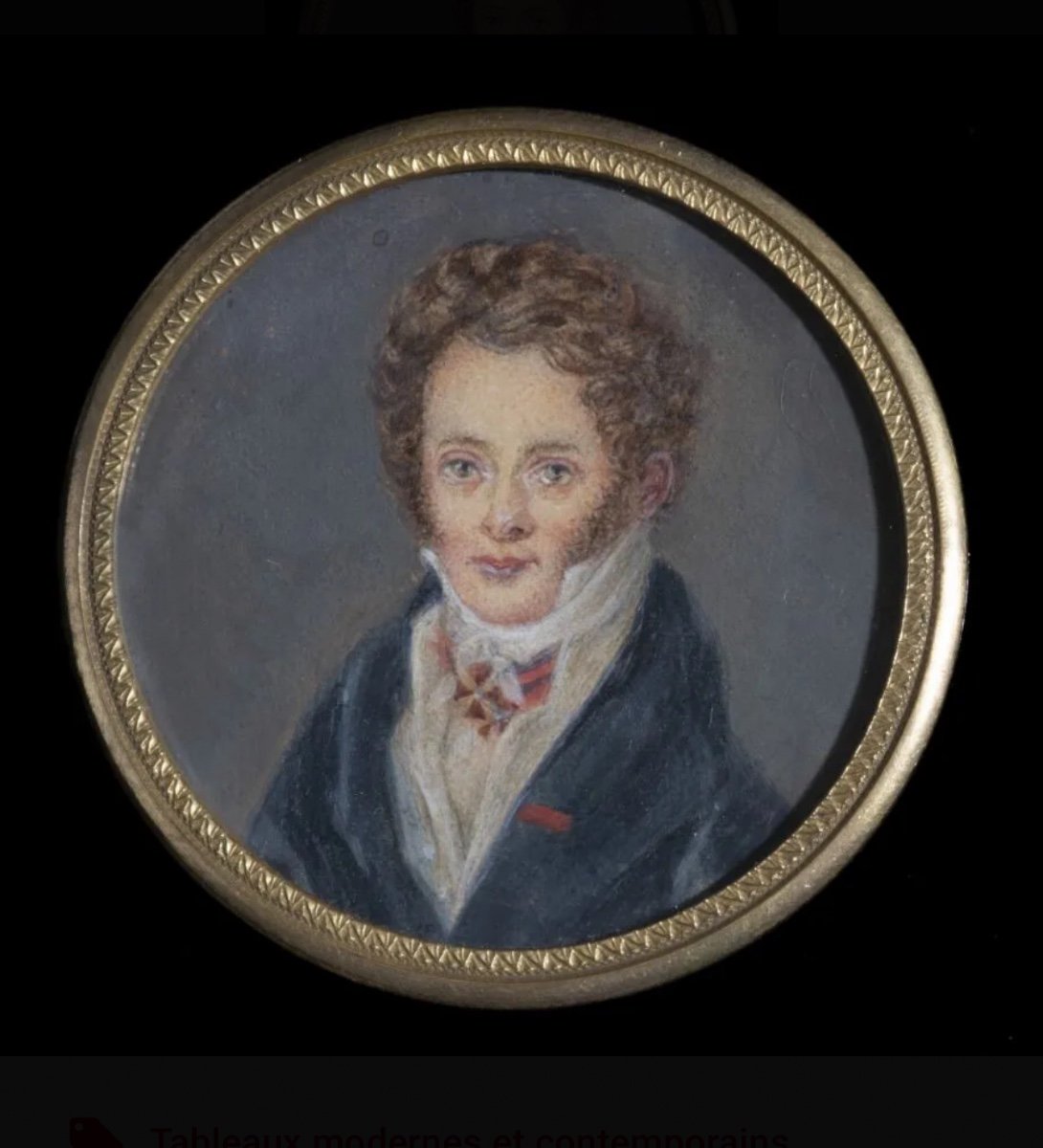 Portrait En Miniature De Gentilhomme Russe, école Russe Du XIXe Siècle