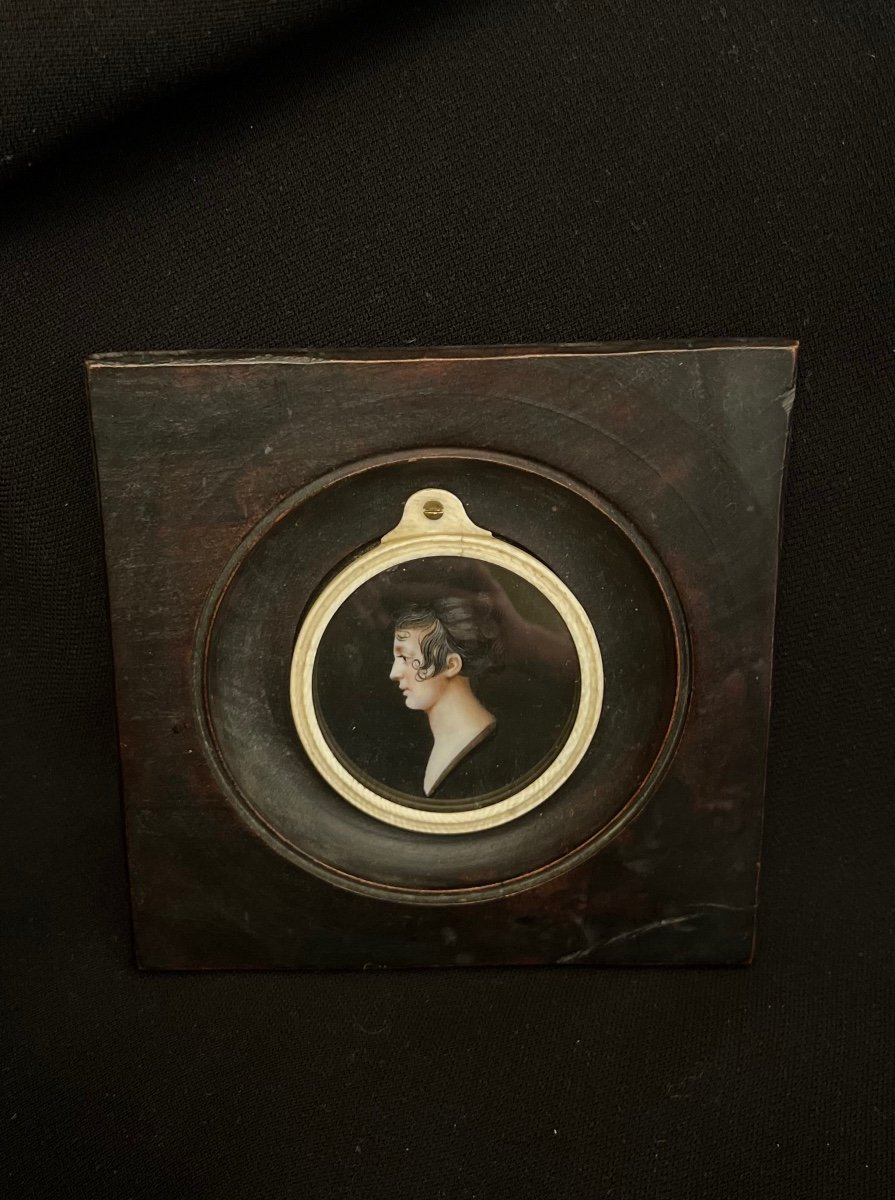 Portrait In Miniature, Profile Of Catherine Repiton By Charles Bourgeois (1759-1832)-photo-2