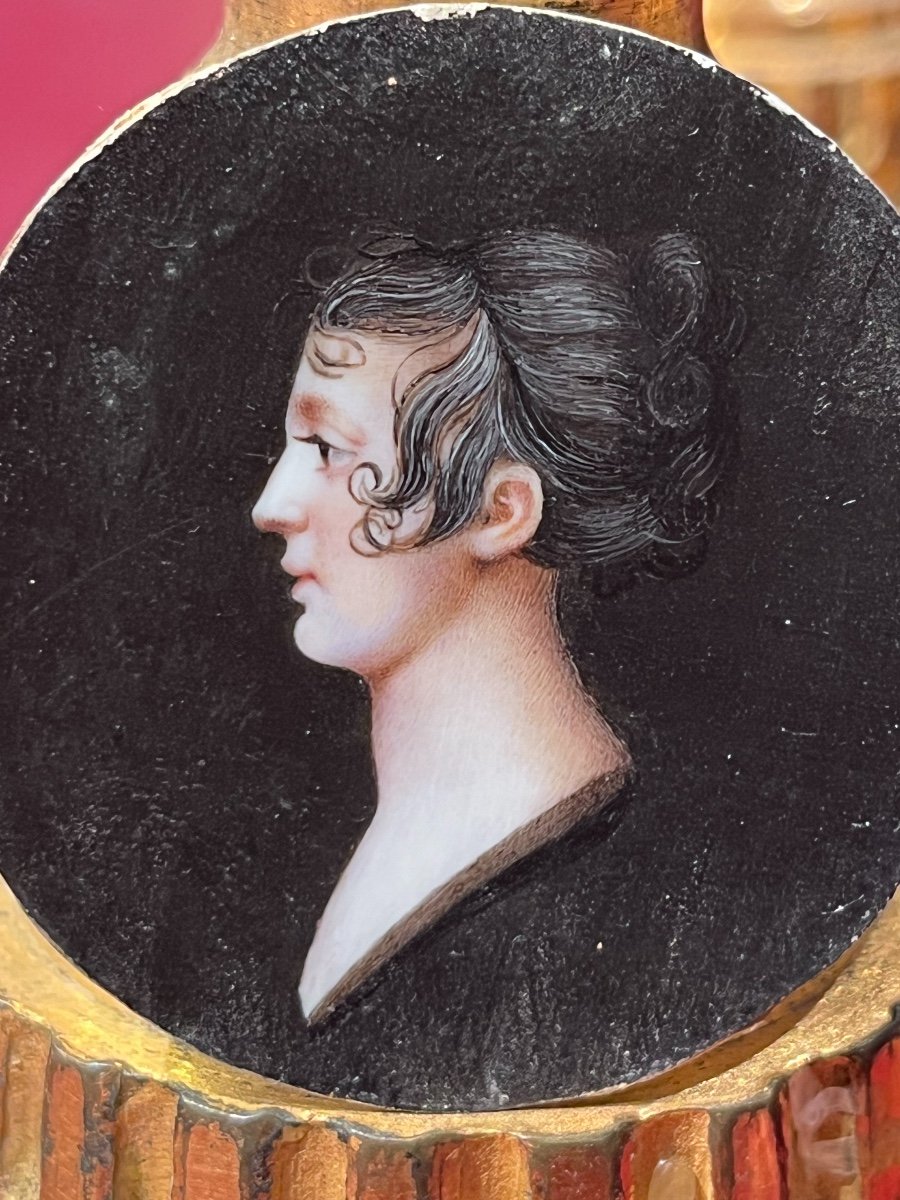 Portrait In Miniature, Profile Of Catherine Repiton By Charles Bourgeois (1759-1832)-photo-3