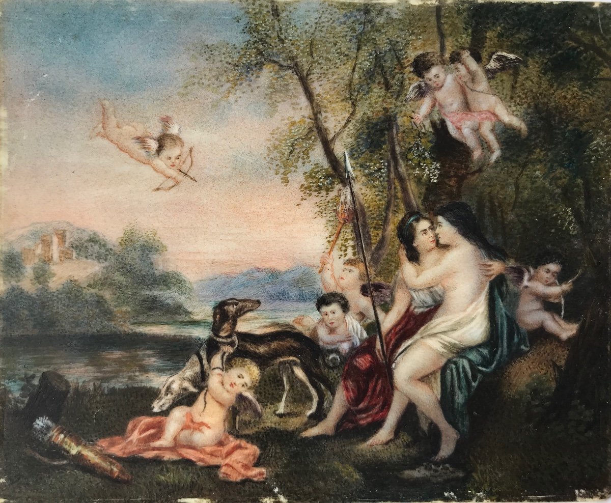 Miniature : Jupiter Et Callisto, d'Après Le Tableau De Philadelphia Museum Of Art