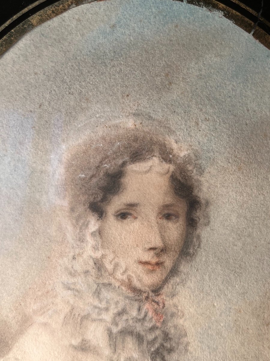 Watercolor Portrait Of Madame Mansuti, Early 19th Century-photo-4