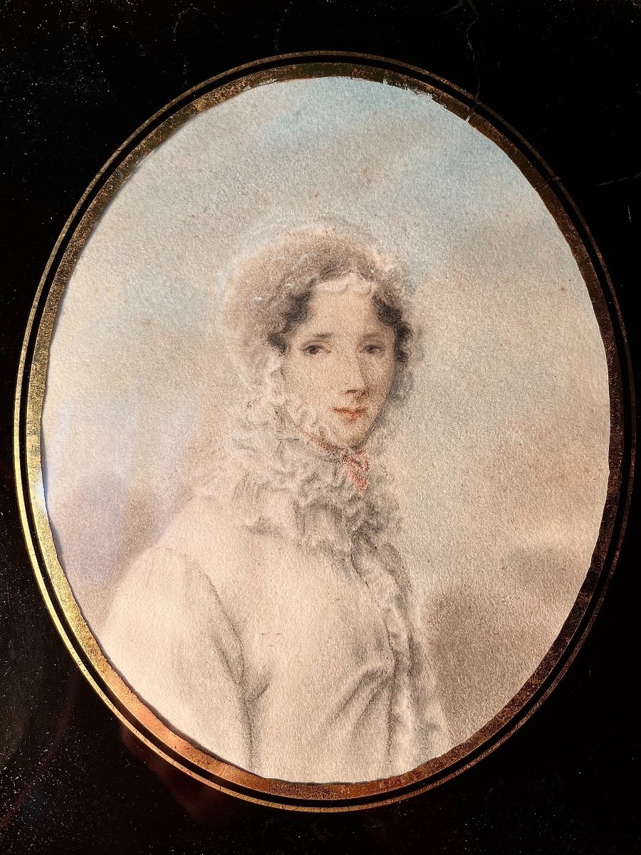 Watercolor Portrait Of Madame Mansuti, Early 19th Century