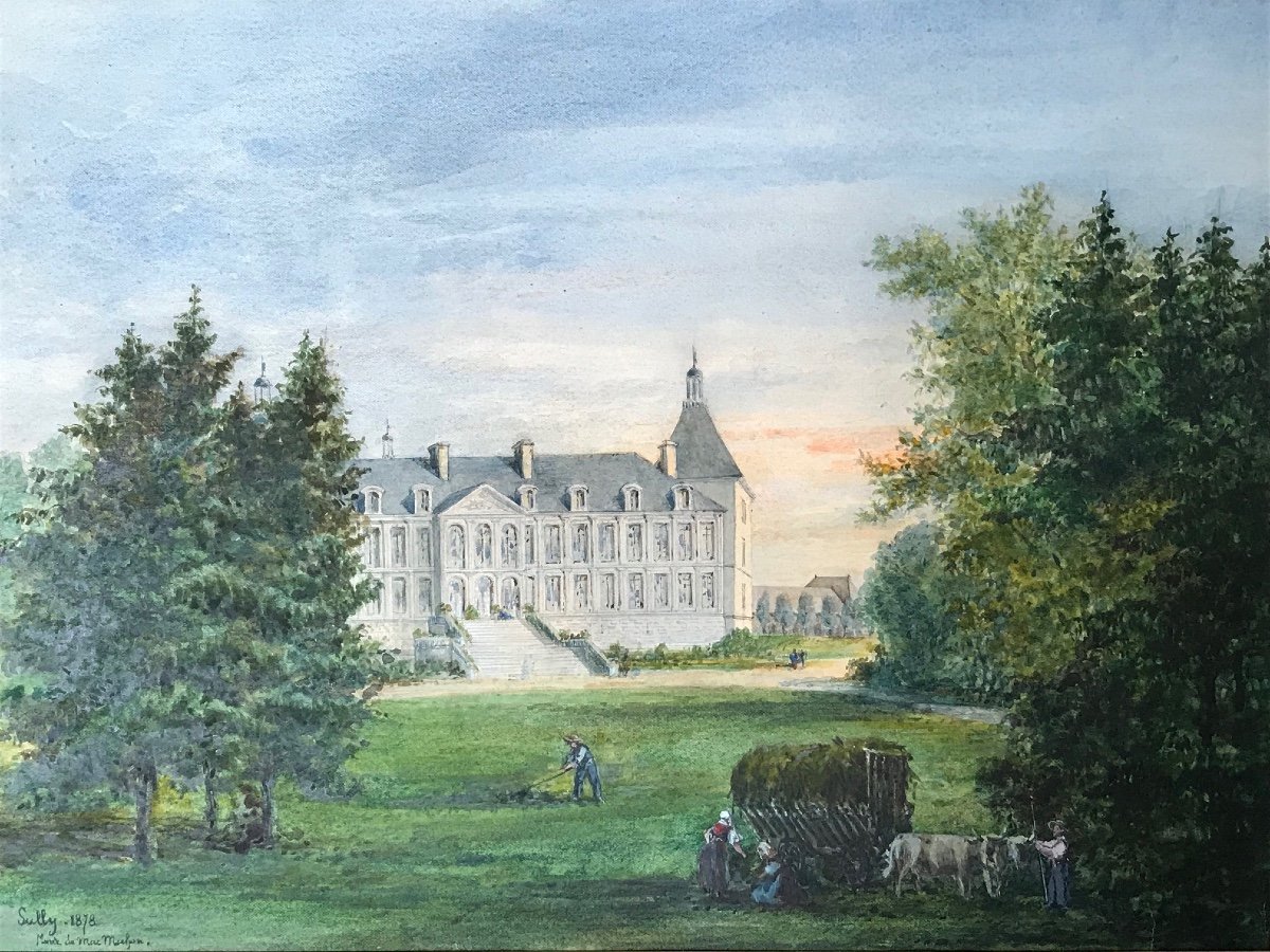 Pair Of Views Of The Château De Sully In Burgundy By Marie Eudoxie De Macmahon-photo-2