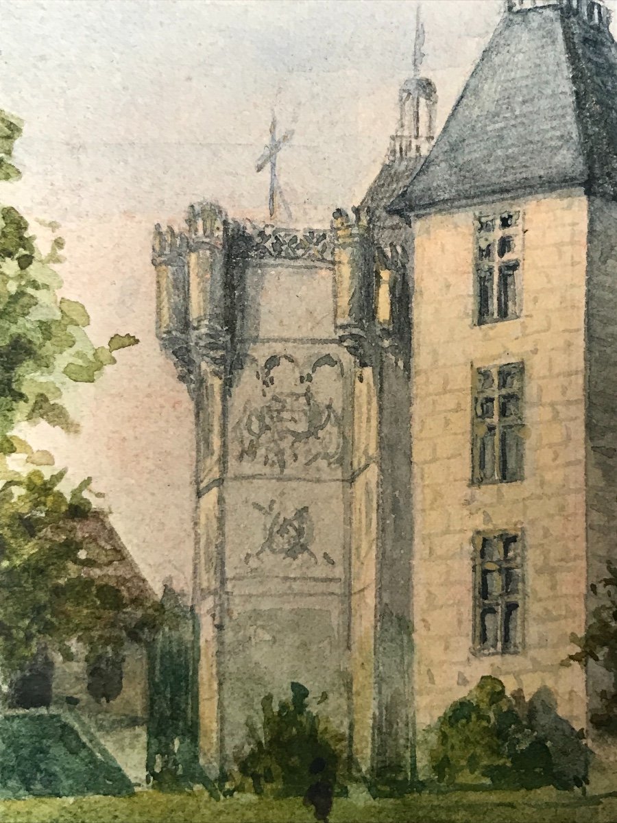 Pair Of Views Of The Château De Sully In Burgundy By Marie Eudoxie De Macmahon-photo-2