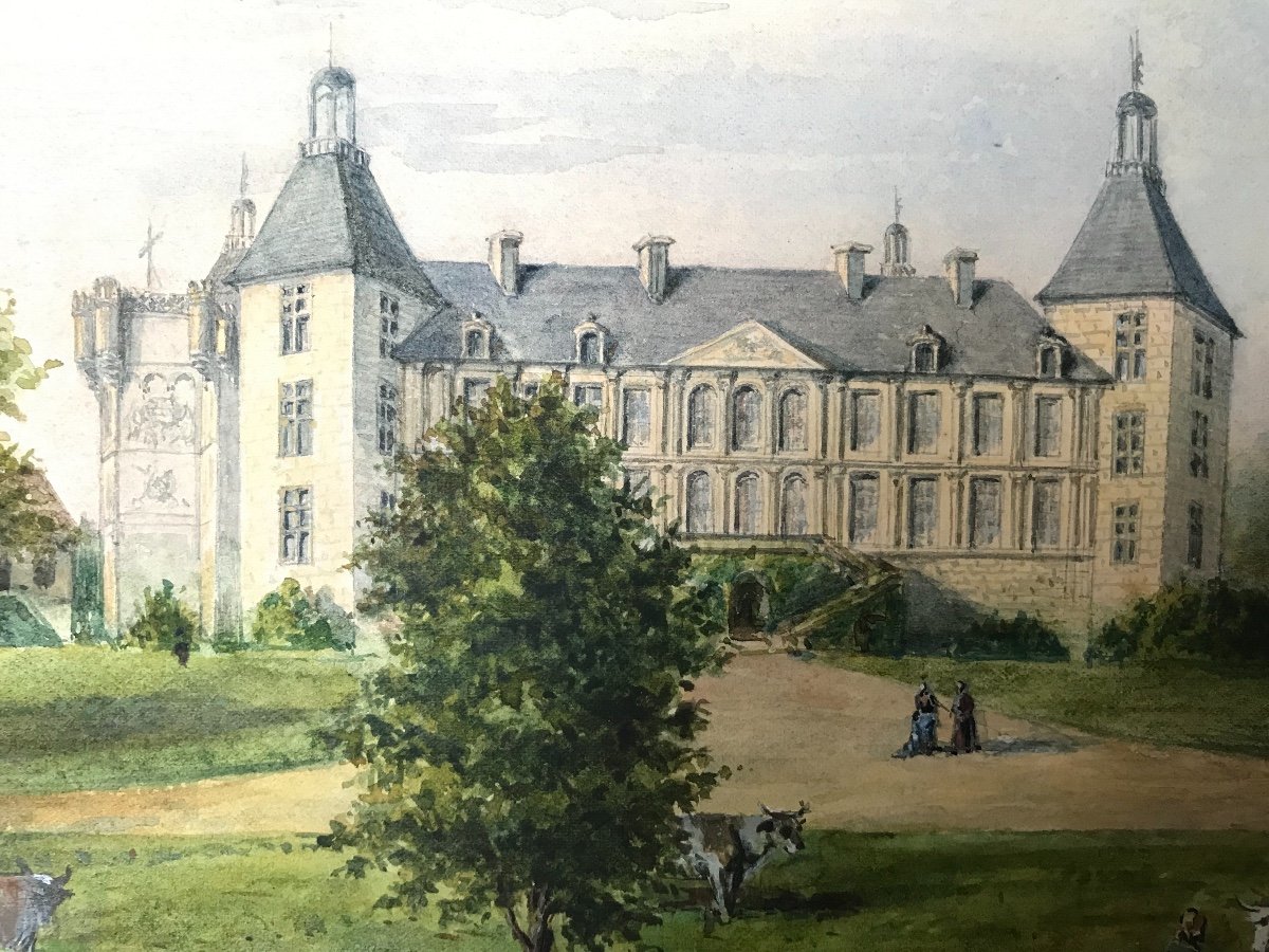 Pair Of Views Of The Château De Sully In Burgundy By Marie Eudoxie De Macmahon-photo-7