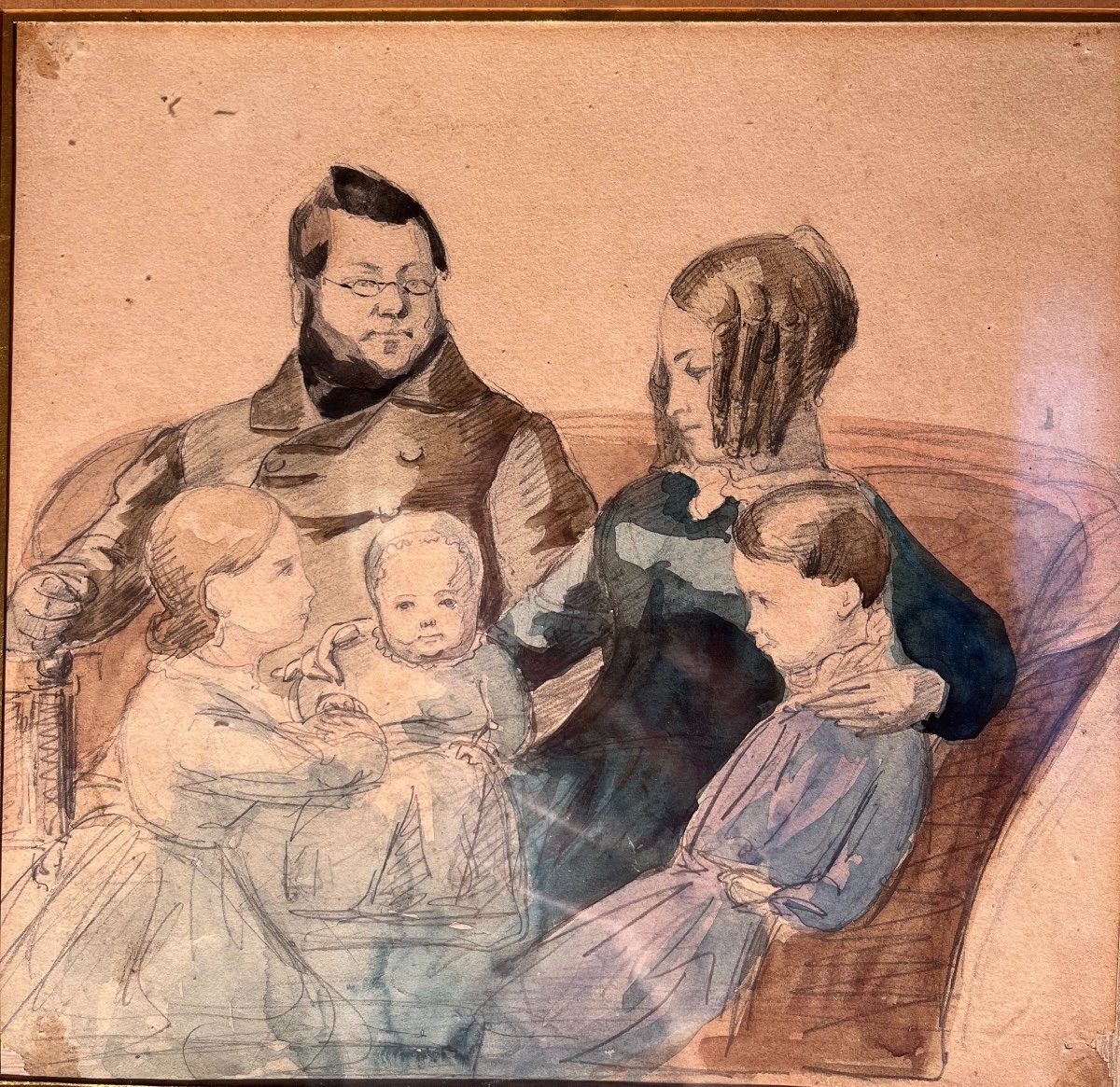 Family Portrait, Watercolor, Illustration For "war And Peace"