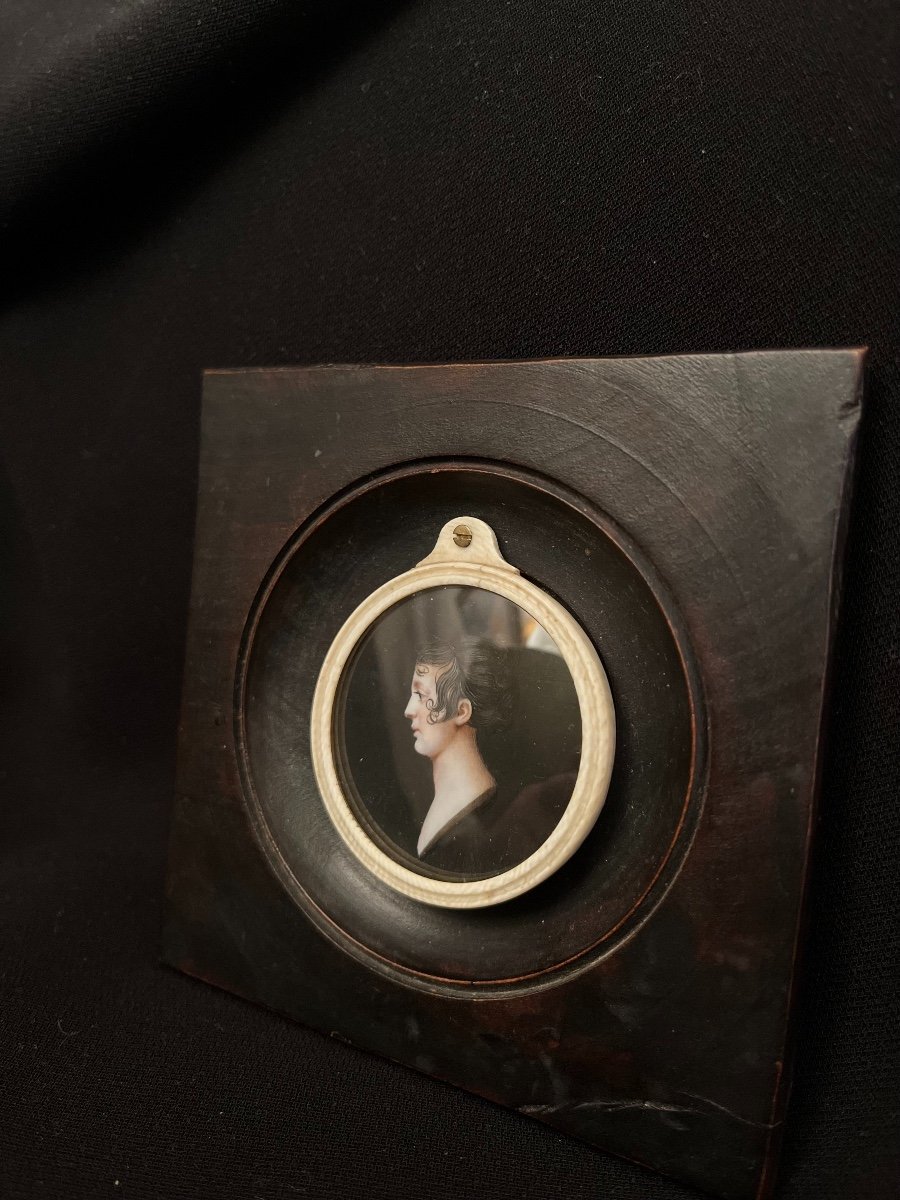 Miniature Portrait, Profile Of Catherine Repiton By Charles Bourgeois (1759-1832)-photo-3