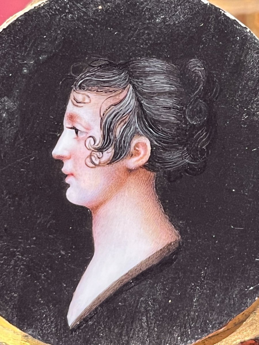 Miniature Portrait, Profile Of Catherine Repiton By Charles Bourgeois (1759-1832)-photo-1