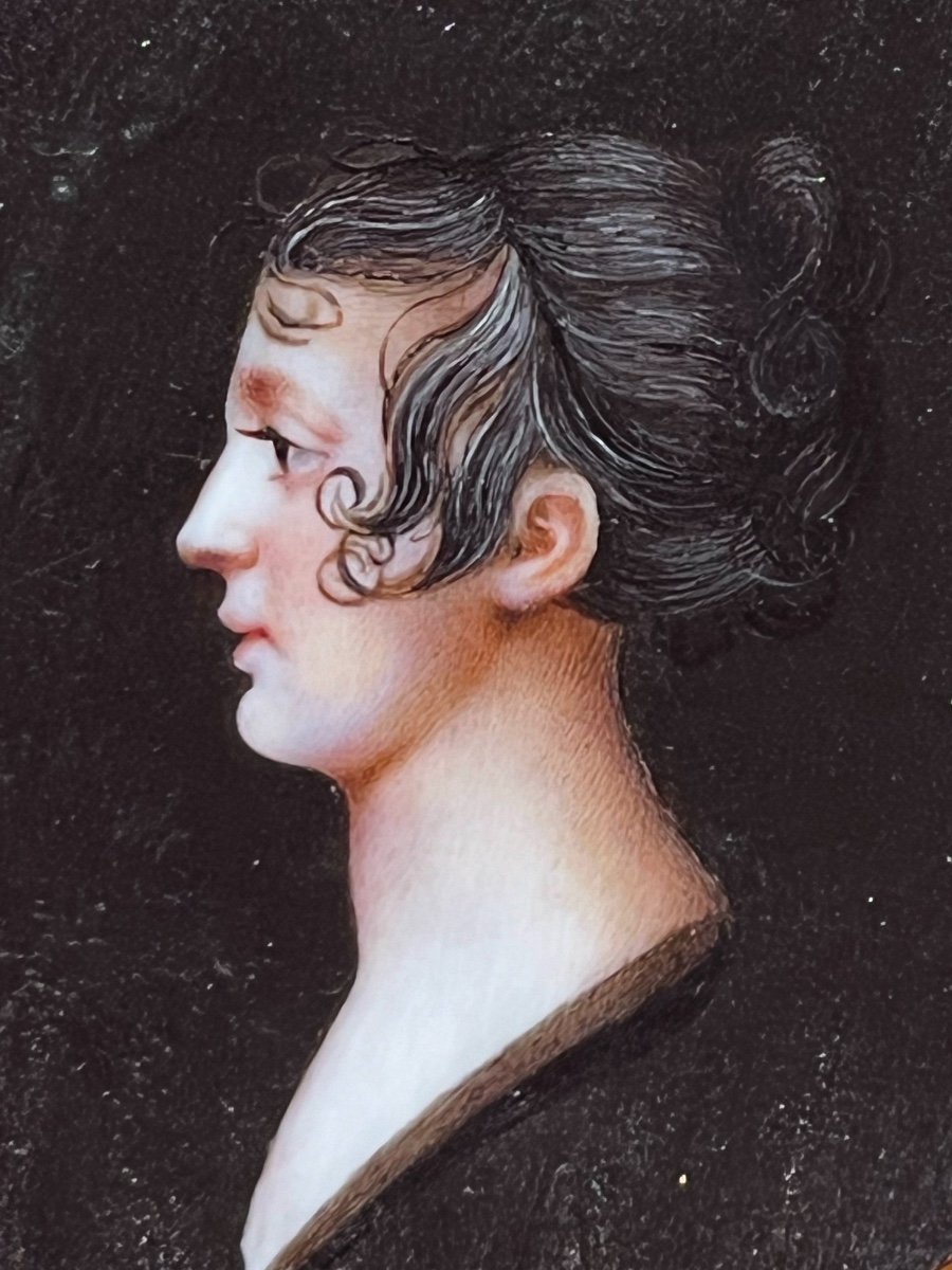 Miniature Portrait, Profile Of Catherine Repiton By Charles Bourgeois (1759-1832)