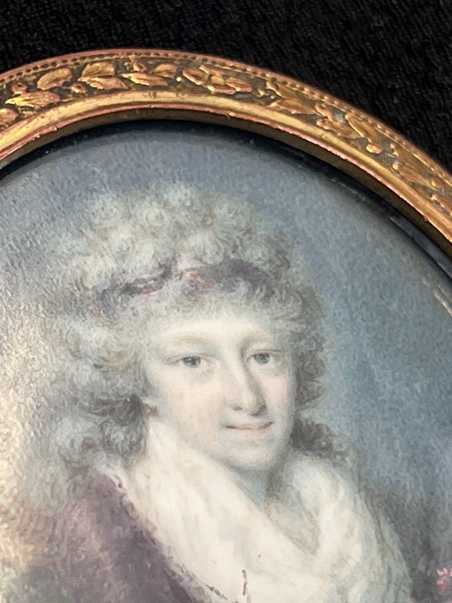 Miniature Portrait  d'Une Jeune Femme Jouant Du Clavecin, XVIIIe Siècle-photo-4