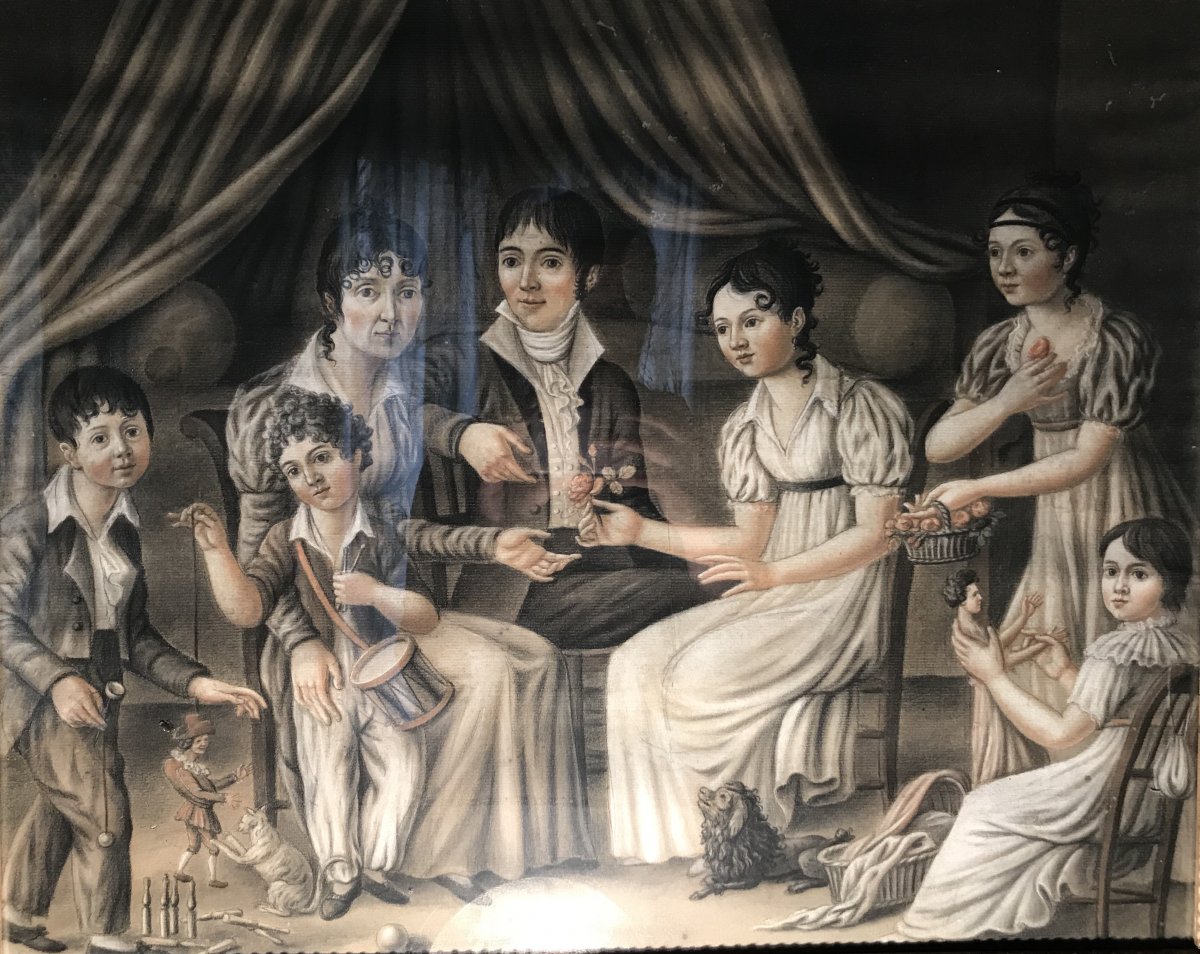 Portrait De Famille, époque Empire, Dessin-photo-2