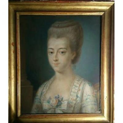 Portrait d'une femme de qualité, Pastel, XVIIIe Siècle